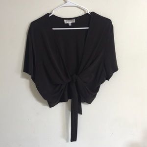 Dark brown front knot tie top